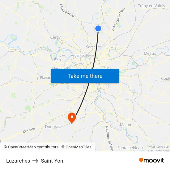 Luzarches to Saint-Yon map