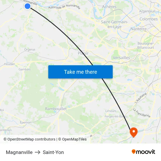 Magnanville to Saint-Yon map