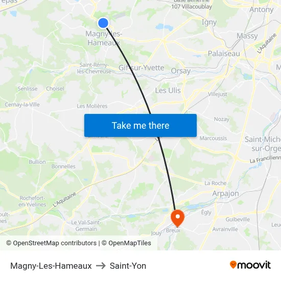 Magny-Les-Hameaux to Saint-Yon map