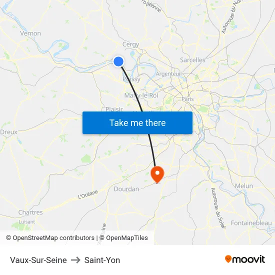 Vaux-Sur-Seine to Saint-Yon map