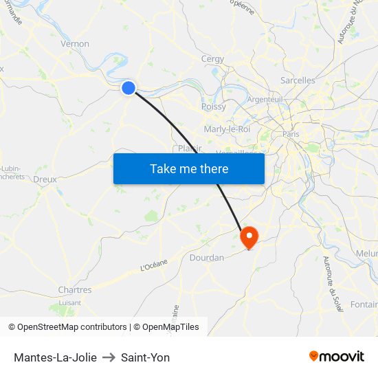 Mantes-La-Jolie to Saint-Yon map
