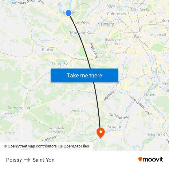 Poissy to Saint-Yon map