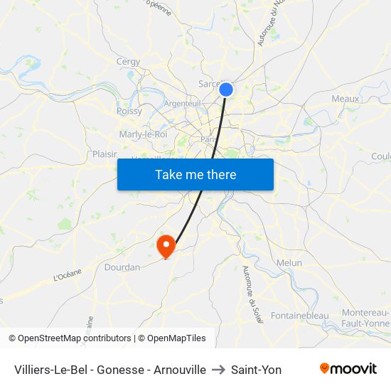 Villiers-Le-Bel - Gonesse - Arnouville to Saint-Yon map