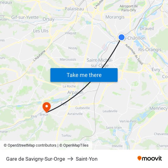 Gare de Savigny-Sur-Orge to Saint-Yon map