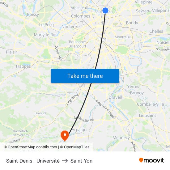 Saint-Denis - Université to Saint-Yon map