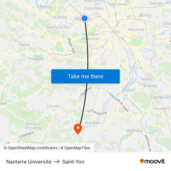 Nanterre Université to Saint-Yon map