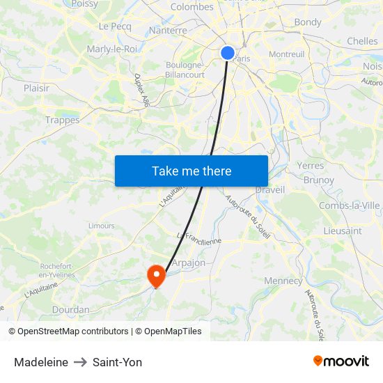 Madeleine to Saint-Yon map