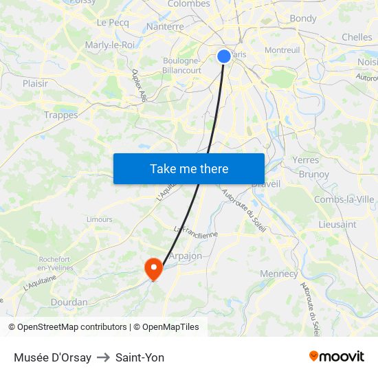 Musée D'Orsay to Saint-Yon map