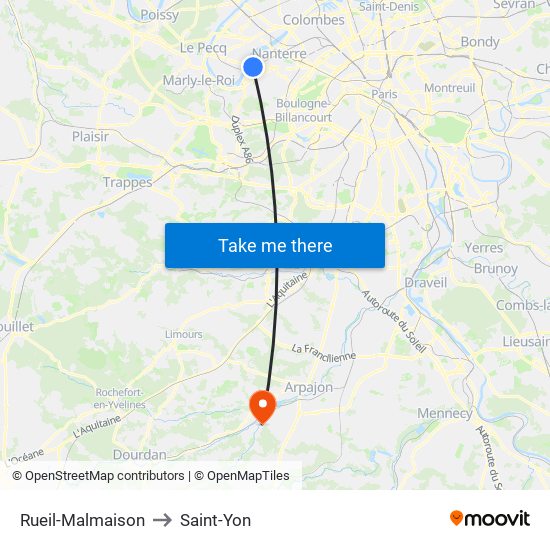 Rueil-Malmaison to Saint-Yon map