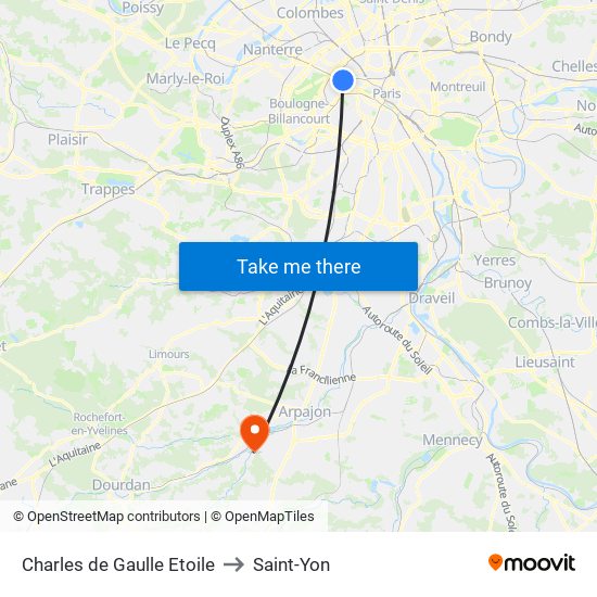 Charles de Gaulle Etoile to Saint-Yon map