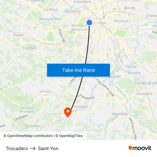 Trocadéro to Saint-Yon map