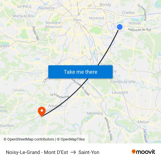 Noisy-Le-Grand - Mont D'Est to Saint-Yon map