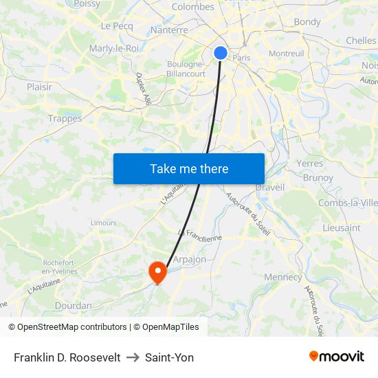 Franklin D. Roosevelt to Saint-Yon map