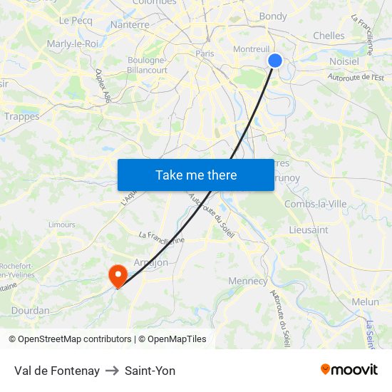 Val de Fontenay to Saint-Yon map