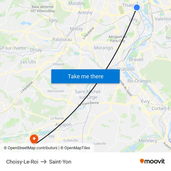 Choisy-Le-Roi to Saint-Yon map