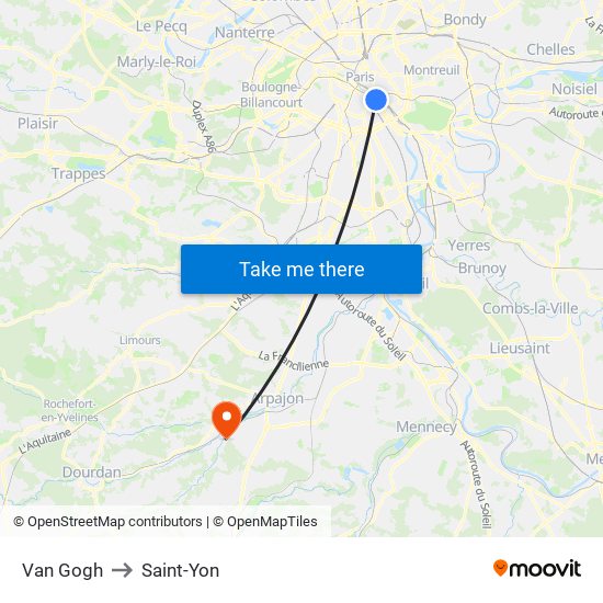 Van Gogh to Saint-Yon map