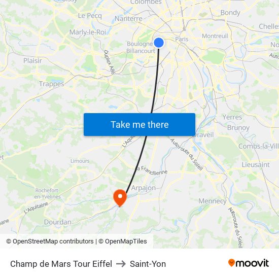 Champ de Mars Tour Eiffel to Saint-Yon map