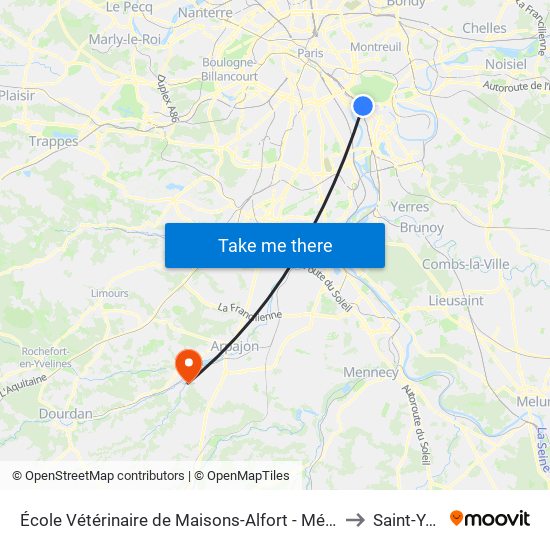 École Vétérinaire de Maisons-Alfort - Métro to Saint-Yon map