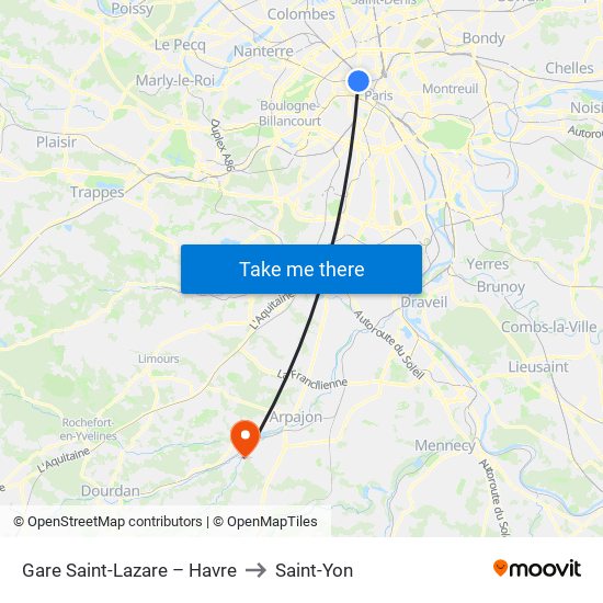 Gare Saint-Lazare – Havre to Saint-Yon map