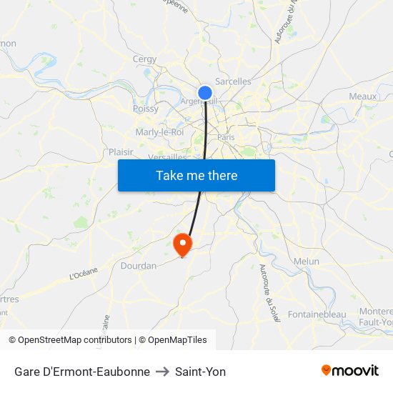 Gare D'Ermont-Eaubonne to Saint-Yon map