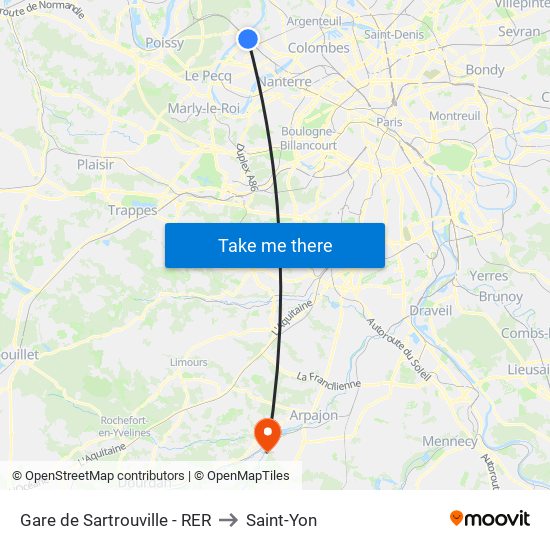 Gare de Sartrouville - RER to Saint-Yon map