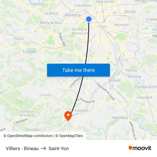 Villiers - Bineau to Saint-Yon map