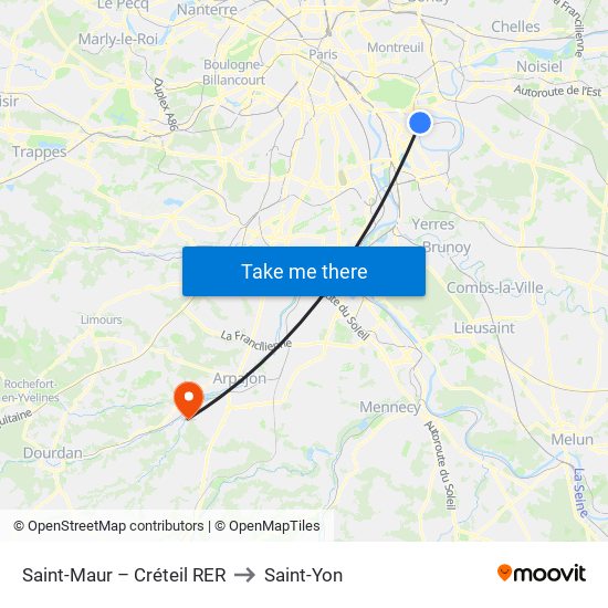 Saint-Maur – Créteil RER to Saint-Yon map
