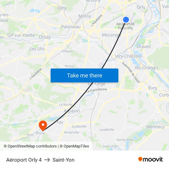 Aéroport Orly 4 to Saint-Yon map