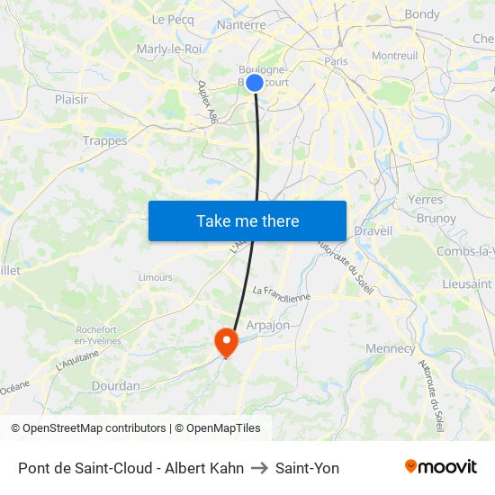 Pont de Saint-Cloud - Albert Kahn to Saint-Yon map