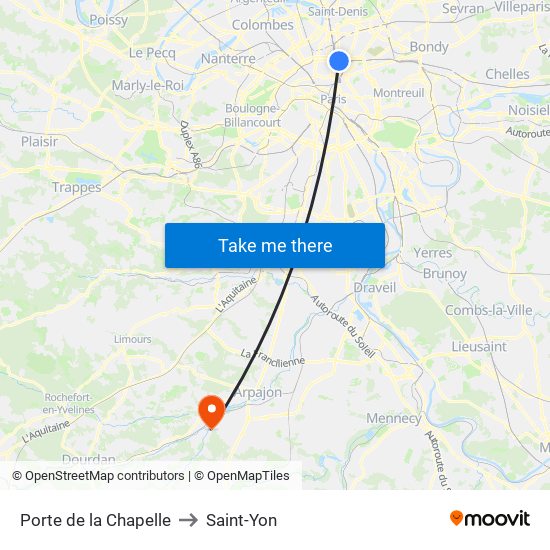 Porte de la Chapelle to Saint-Yon map