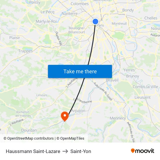 Haussmann Saint-Lazare to Saint-Yon map