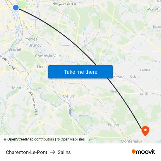 Charenton-Le-Pont to Salins map