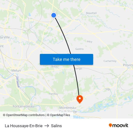 La Houssaye-En-Brie to Salins map