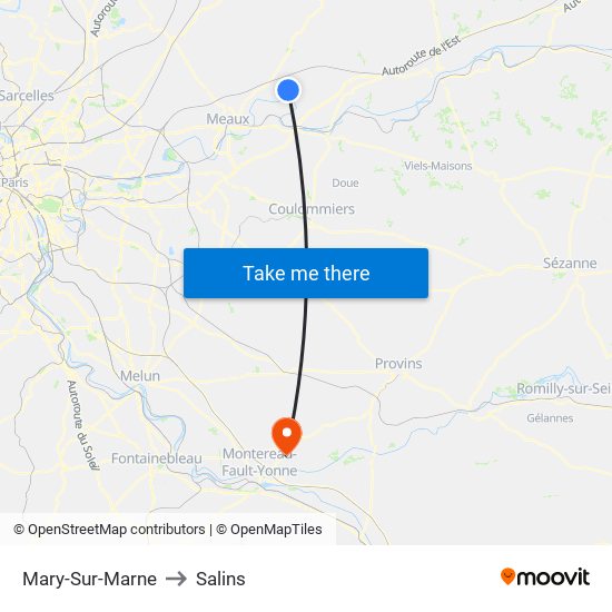 Mary-Sur-Marne to Salins map