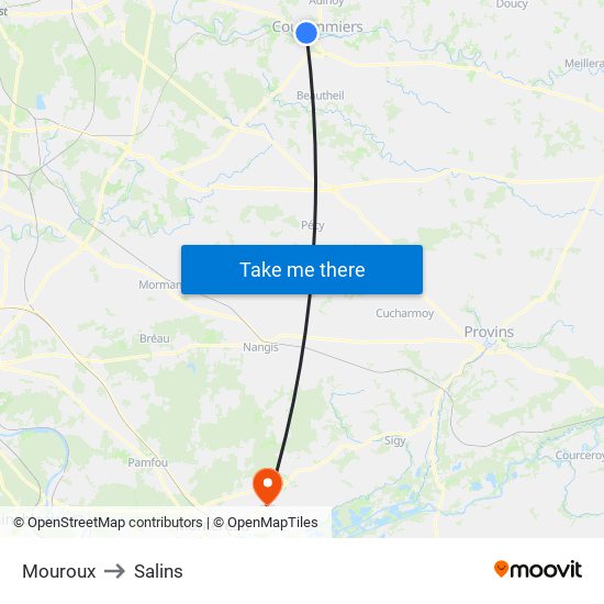 Mouroux to Salins map