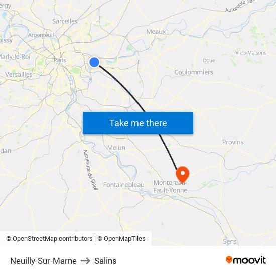 Neuilly-Sur-Marne to Salins map