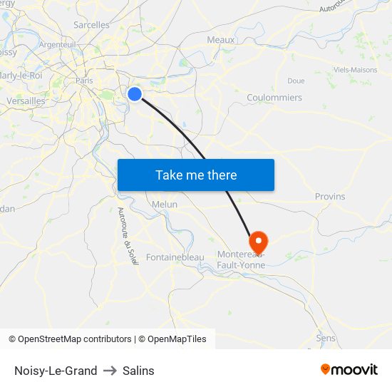 Noisy-Le-Grand to Salins map
