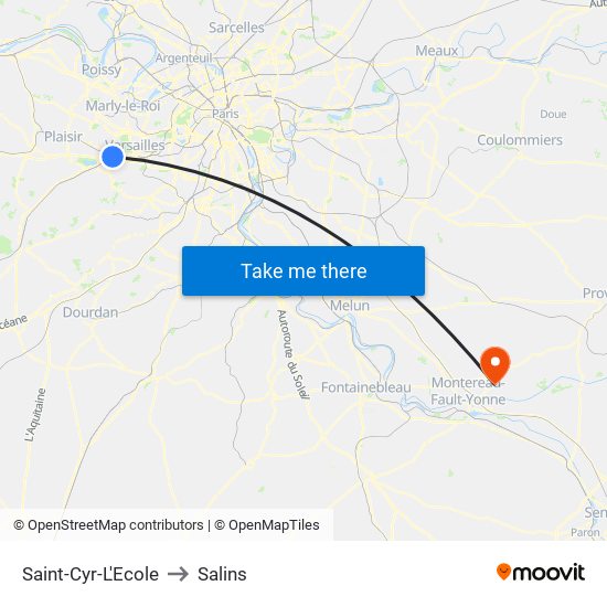 Saint-Cyr-L'Ecole to Salins map