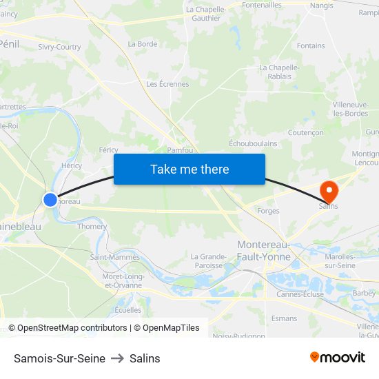 Samois-Sur-Seine to Salins map