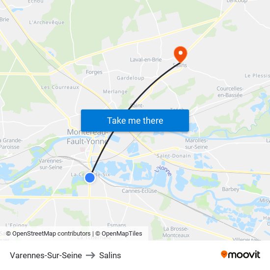 Varennes-Sur-Seine to Salins map