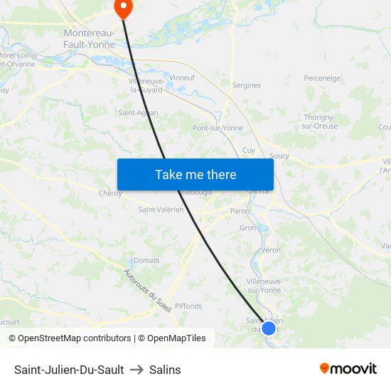 Saint-Julien-Du-Sault to Salins map