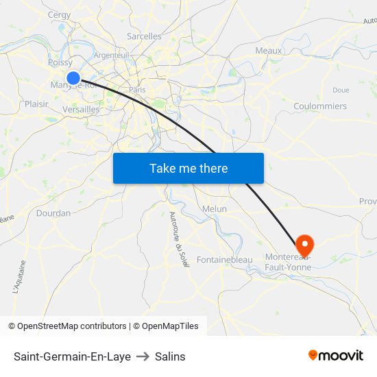 Saint-Germain-En-Laye to Salins map