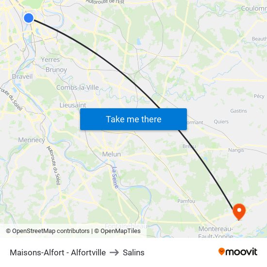 Maisons-Alfort - Alfortville to Salins map