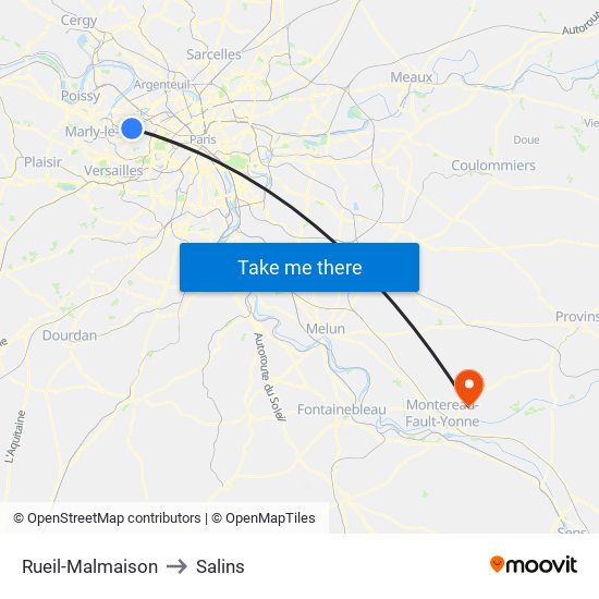 Rueil-Malmaison to Salins map