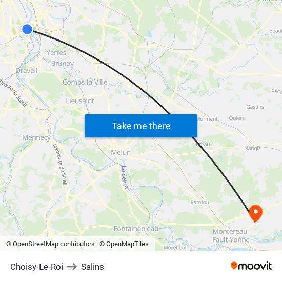 Choisy-Le-Roi to Salins map