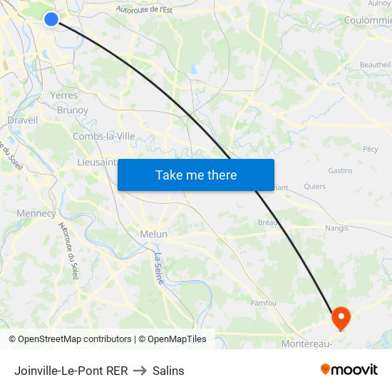 Joinville-Le-Pont RER to Salins map