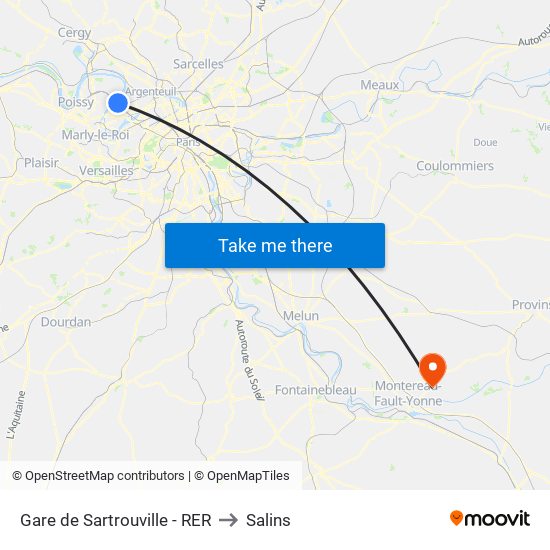 Gare de Sartrouville - RER to Salins map