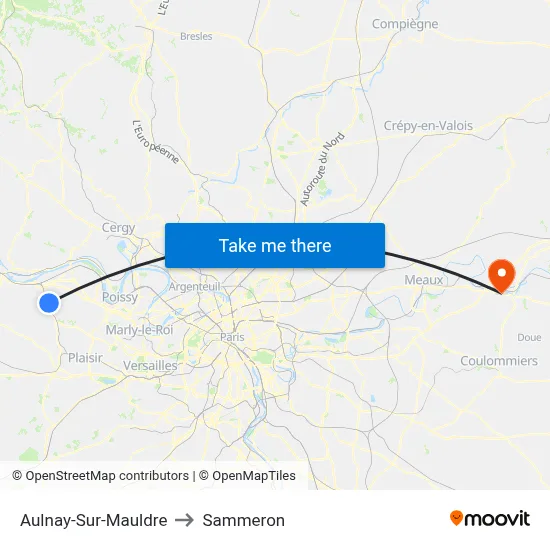Aulnay-Sur-Mauldre to Sammeron map