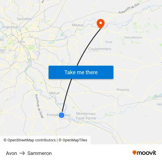 Avon to Sammeron map