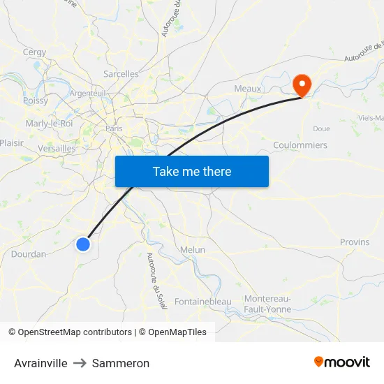 Avrainville to Sammeron map